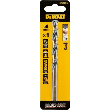 Свердло по металу Black & Gold DeWALT, HSS - G, діаметр 9.0 мм., 1 шт. (DT20528)