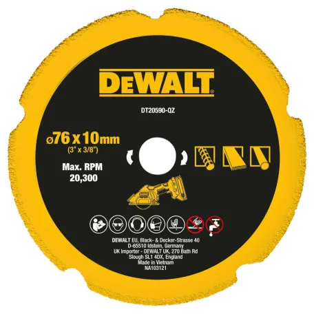 Диск алмазний, універсальний DeWalt 76x1,3x10 мм (DT20590)