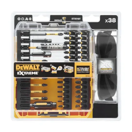 Набір біт і насадок, DeWALT 38 шт + окуляри, кейс (DT70740T)