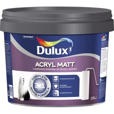 Латексна фарба для стін та стелі Dulux Acryl Matt 10л (3694146)