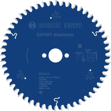 Диск пиляльний по алюмінію Bosch 160x20x52T Expert for Aluminium (2608644094)