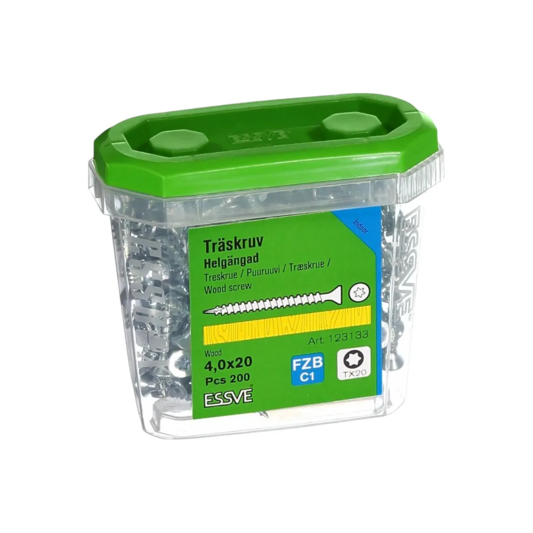 Шуруп Essve HG для ДСП к дереву 4,0 × 20 потай оцинк. TX20 (200 шт.) (123133)