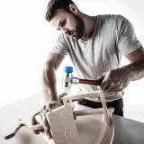 Молоток щадний HALDER SIMPLEX, Aluminium ручка дерево Hickory, Ø50:40 збільшений бойок синій поліуретан/білий суперпластик (3117.051)