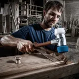 Молоток щадний HALDER SIMPLEX, Aluminium ручка дерево Hickory, Ø50:40 збільшений бойок синій поліуретан/білий суперпластик (3117.051)