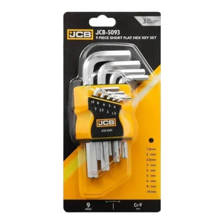 Набір Г-подіб. ключів, HEX, 9 од. (1,5 мм-10 мм) JCB Tools, JCB-5093 (59738)