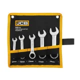 Набір комбінованих коротких ключів з тріскачкою, в чохлі, JCB Tools JCB-50516 (10-19 мм.) (5 предметів.) (65685)