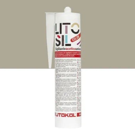 Высокоэластичный универсальный уксусный герметик, Litokol Litosil Color, Grey 1 (Серый 1), 300 мл. (LACTGRY10121)