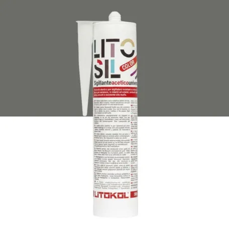 Высокоэластичный универсальный уксусный герметик, Litokol Litosil Color, Grey 3 (Серый 3), 300 мл. (LACTGRY30121)