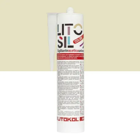 Высокоэластичный универсальный уксусный герметик, Litokol Litosil Color, Ivory 1 (Слоновая кость 1), 300 мл. (LACTIVR10121)