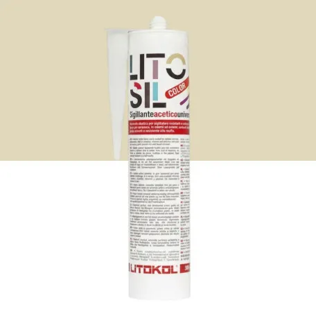 Высокоэластичный универсальный уксусный герметик, Litokol Litosil Color, Ivory 2 (Слоновая кость 2), 300 мл. (LACTIVR20121)