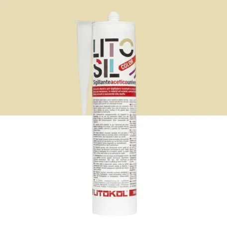 Высокоэластичный универсальный уксусный герметик, Litokol Litosil Color, Ivory 3 (Слоновая кость 3), 300 мл. (LACTIVR30121)