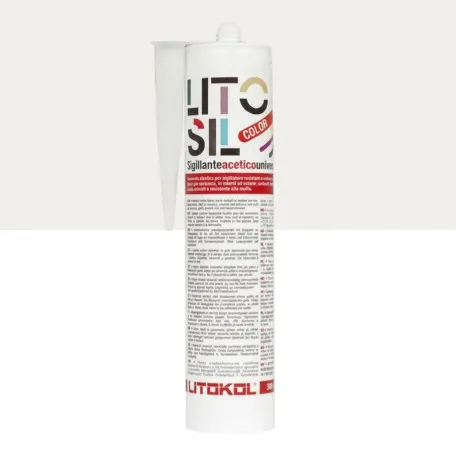 Высокоэластичный универсальный уксусный герметик, Litokol Litosil Color, White 2 (белый 2), 300 мл. (LACTWHT20121)