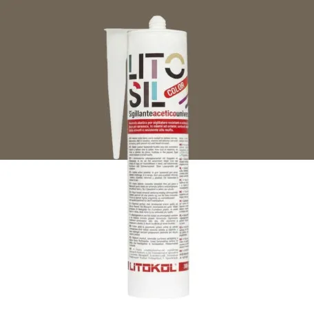 Высокоэластичный универсальный уксусный герметик, Litokol Litosil Color, Brown 2 (Коричневый 2), 300 мл. (LACTBRW20121)