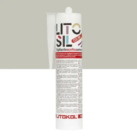 Высокоэластичный универсальный уксусный герметик, Litokol Litosil Color, Silver 1 (Серебристый 1), 300 мл. (LACTSLV10121)