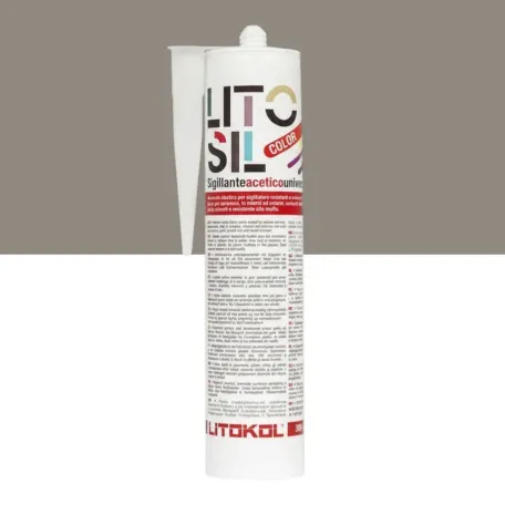 Высокоэластичный универсальный уксусный герметик, Litokol Litosil Color, Silver 2 (Серебристый 2), 300 мл. (LACTSLV20121)