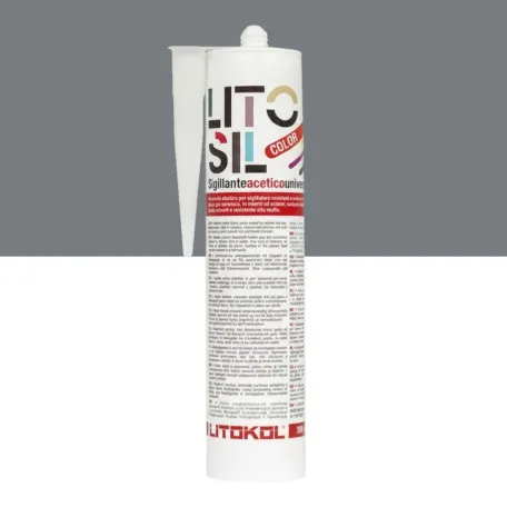 Высокоэластичный универсальный уксусный герметик, Litokol Litosil Color, Silver 3 (Серебристый 3), 300 мл. (LACTSLV30121)