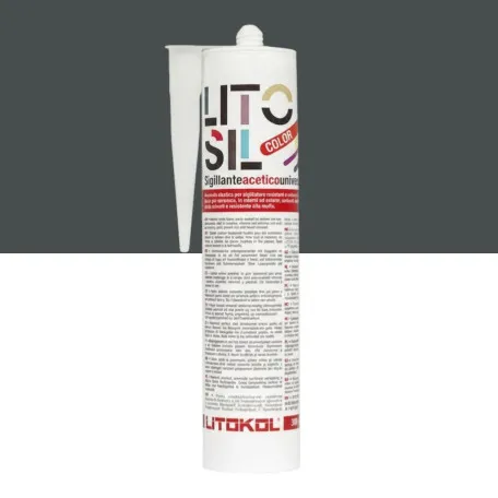 Высокоэластичный универсальный уксусный герметик, Litokol Litosil Color, Black 1 (Черный 1), 300 мл. (LACTBLK10121)