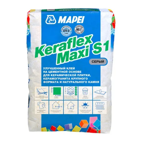 Цементний еластичний клей Mapei Keraflex Maxi S1, сірий, 25 кг (094081125G)