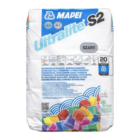 Цементний еластичний клей Mapei Ultralite S2, сірий, 15 кг (095081115G)