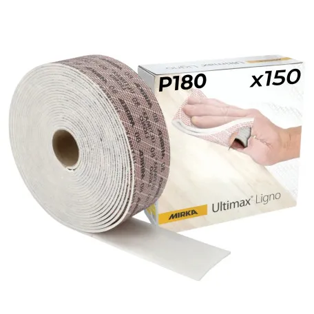 Шлифовальная бумага на паралоновой основе Mirka ULTIMAX LIGNO, 115x125мм, Р180, перфорированная, 150 шт. (UL12706118)