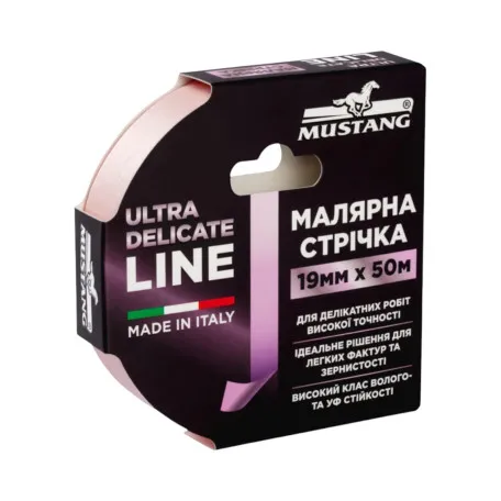 Малярна стрічка, рисова, MUSTANG ULTRA DELICATE LINE, рожева, 19мм x 50м, (ITWP1950Р)