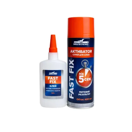 Клей двокомпонентний, спрей-активатор, MUSTANG FAST FIX, 400 мл. + 100 г. (MG30)