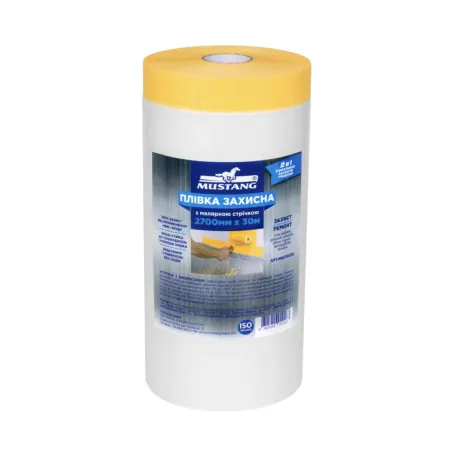 Захисна плівка, Mustang MASKING ROLLER, із малярною стрічкою, 2700мм × 15м, (MR2700)