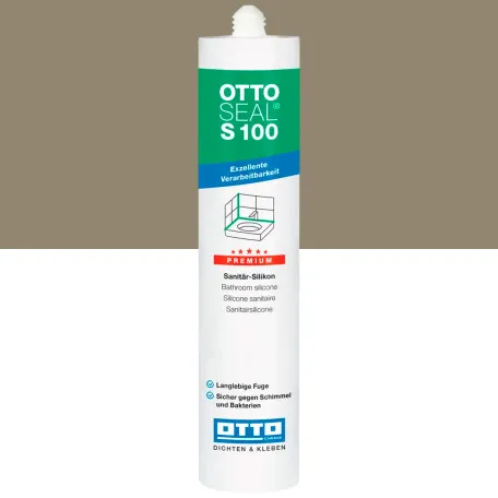 Санитарный силиконовый герметик OTTOSEAL S100 C18 сантехнический серый, 300 мл (1390300000018)