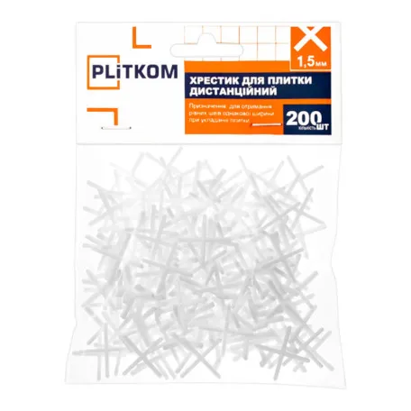 Крестик для плитки дистанционный PLiTKOM, 1.5 мм, 200 шт (1110900)