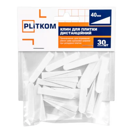 Клин для плитки дистанционный PLiTKOM, 40 мм, 30 шт (1111800)