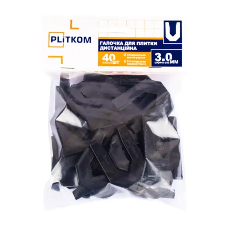 Галочка для плитки дистанционная PLiTKOM, 3.0 мм, 40 шт (1115800)