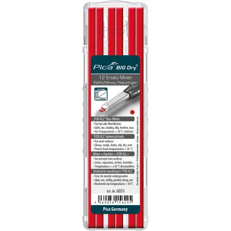 Сменные стержни Pica BIG Dry FOR ALL, красные, 12 шт. (6031)