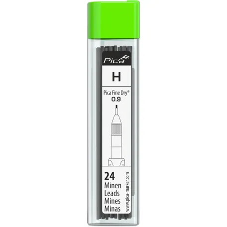 Сменные грифели Pica Fine Dry, графит H, 0,9 мм, 24 шт. (7050)