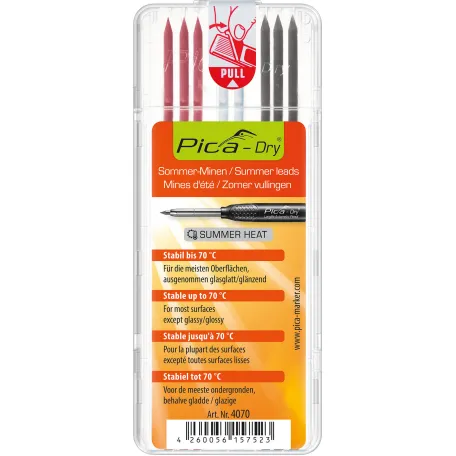 Сменные грифели Pica Dry Summer Heat, 3 цвета, 8 шт. (4070)