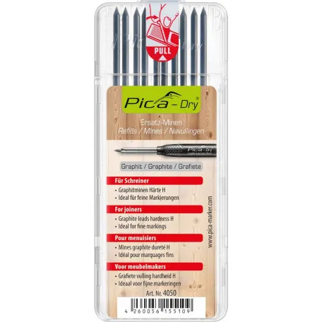 Сменные грифеля 4050 для PICA Dry специальная твёрдость Н, графит 10шт (4050)
