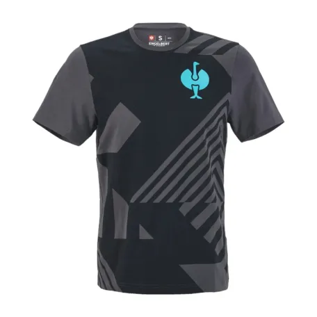 Футболка робоча Strauss e.s.trail graphic, 180 г/м², розмір 2XL, чорна/антрацитова/лазурно-бірюзова (21.70.847)