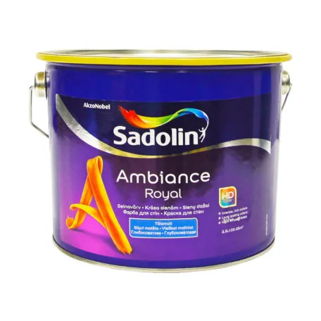 Акриловая краска Sadolin Ambiance Royal для стен и потолка, белая, BW, 2.5 л (5329412)
