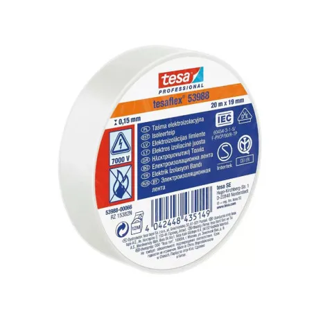 Изоляционная лента TESA 7000V белая 20м х 19мм 200/10 (t53988-00066-00)