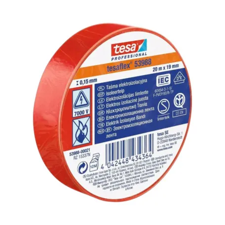 Изоляционная лента TESA 7000V красная 20м х 19мм 200/10 (t53988-00021-00)