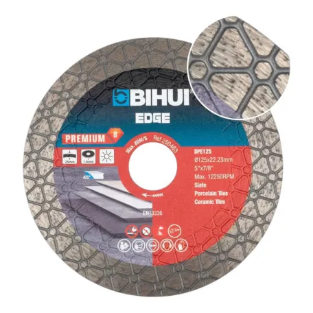 Диск алмазный BIHUI EDGE 125x2,0x22,23 мм для запила угла плитки (DPE125)