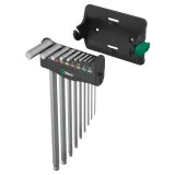 Набор Г-образных ключей WERA 950/9 Hex-Plus 8, хромированный, пластиковый держатель, (05022102001)