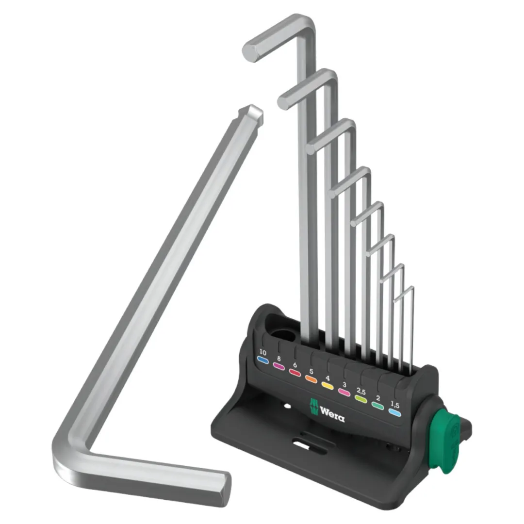 Набор Г-образных ключей WERA 950/9 Hex-Plus 8, хромированный, пластиковый держатель, (05022102001)