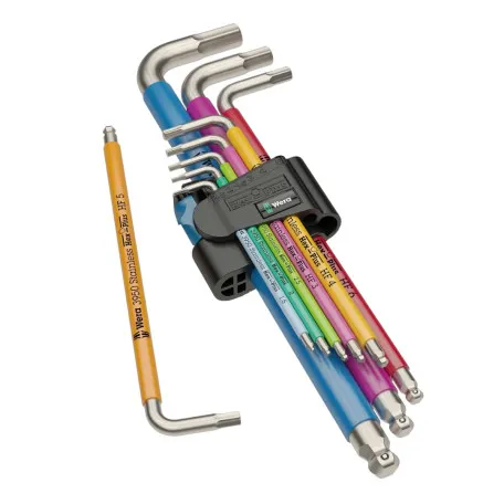 Набор Г-образных ключей WERA 3950/9 Hex-Plus Multicolour HF Stainless 1, метрическая, нержавеющая сталь (05022699001)