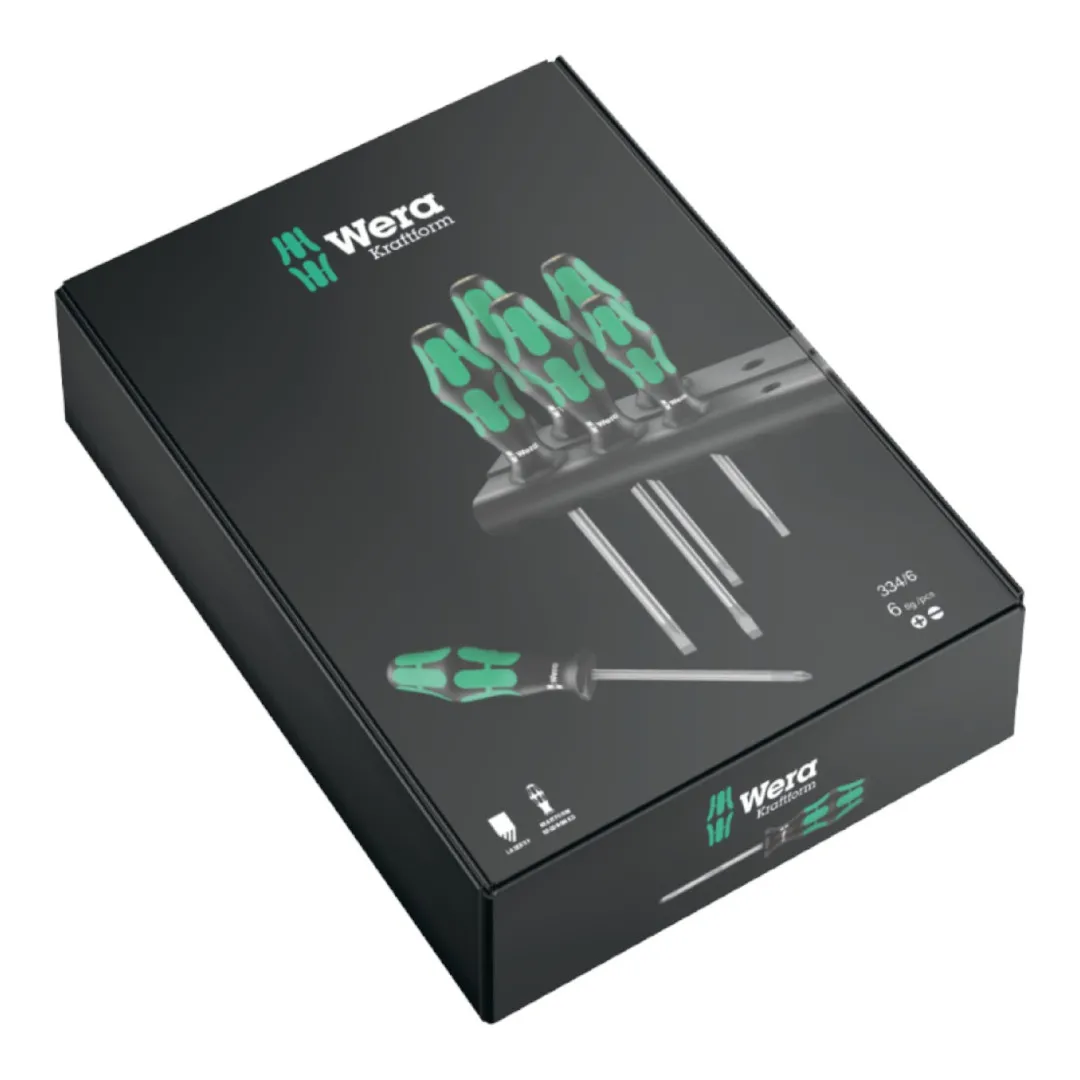 Набор отверток WERA Kraftform Plus Lasertip 334/6 Rack Phillips (05105650001)