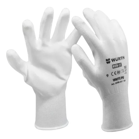 Рукавиці захисні Wurth, White PU, розмір 11, 12 пар в упаковці, RED LINE (0899401111012)