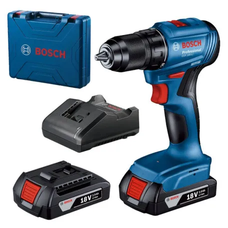 Акумуляторний безщітковий дриль-шурупокрут Bosch GSR 185-LI Professional із 2 акб GBA 18V 2.0Ah і з/п GAL 18V-20 у кейсі (06019K3000)