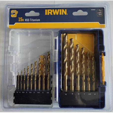 Набор свёрл IRWIN HSS PRO TITANIUM (1,5-10 мм), 15шт. (IW3038501)