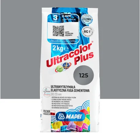 Фуга цементна Mapei Ultracolor Plus №125, сірий замок, 2 кг (6012502A)