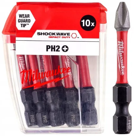 Биты Milwaukee PH2 SHOCKWAVE 50 мм, 10 шт. (4932430855)