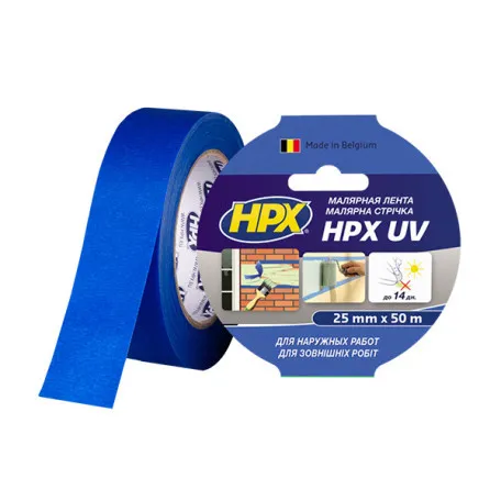 Малярная лента (скотч) HPX UV 25ммx50м УФ-стойкая для наружных работ (MU2550)